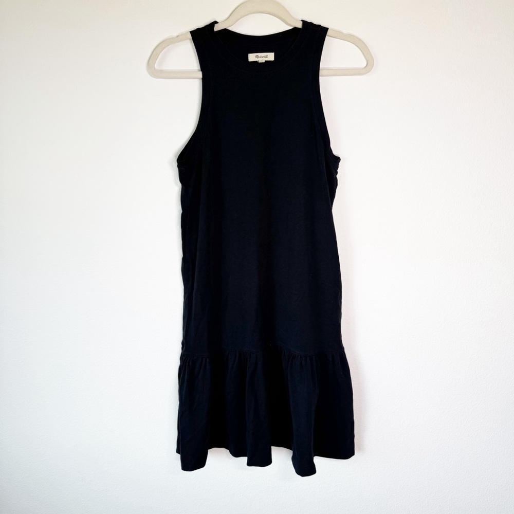 Madewell Brightside Ruffle Hem Tank‎ Mini Dress True Black XS - Picture 7 of 13
